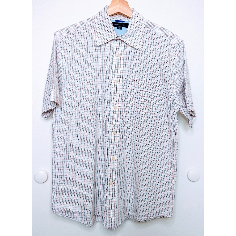 Tommy Hilfiger short sleeve checkered dress shirt